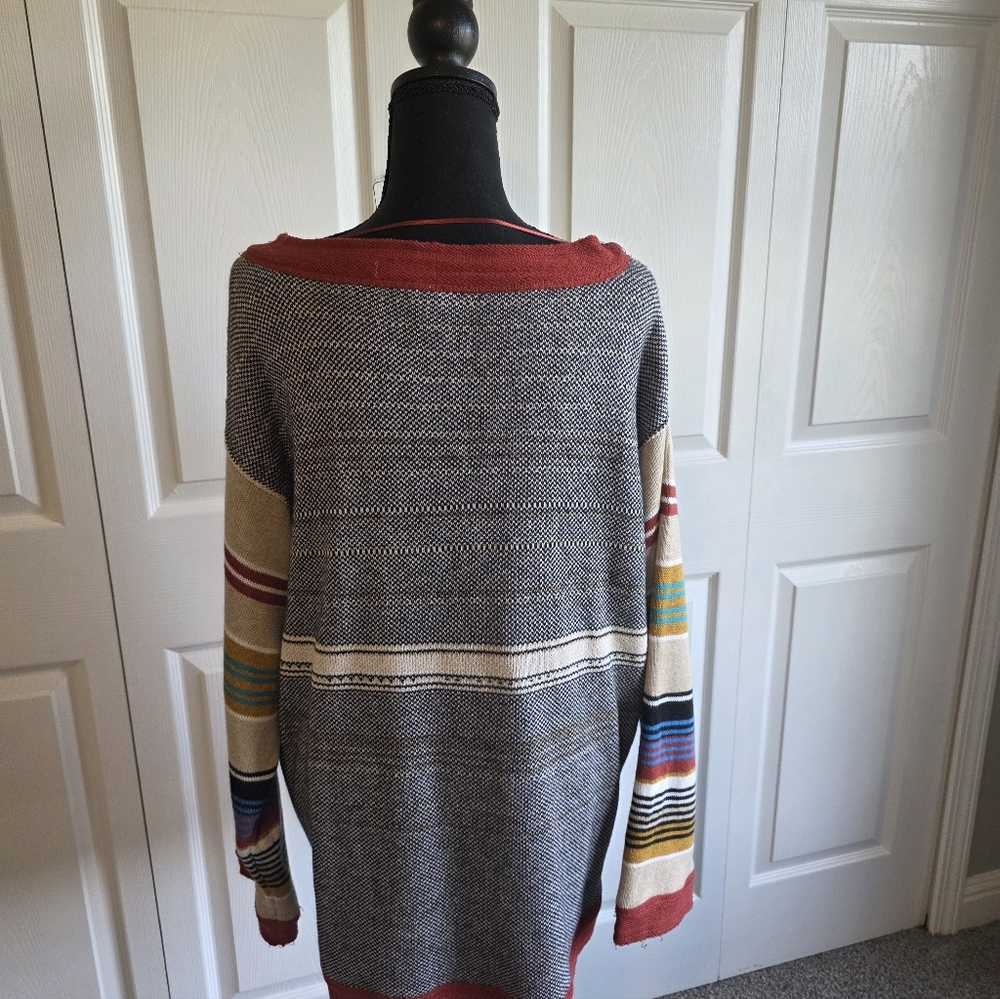 Free People Multicolor Striped Sweater with Embroidered Skull - Picture 5 of 9